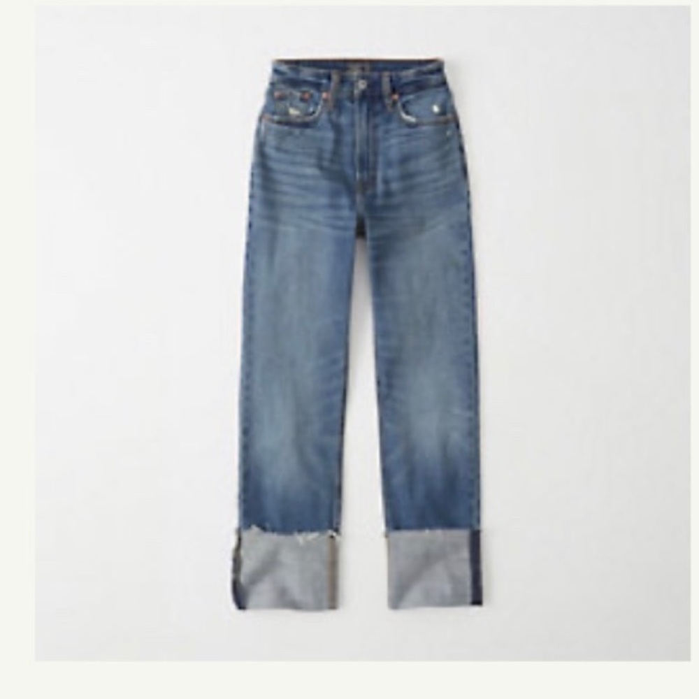 A&F ultra high rise ankle straight jean